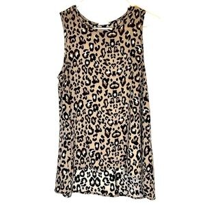 2/$30 Adrienne - Leopard Print Sleeveless Blouse Black Tan Flowy Top | S